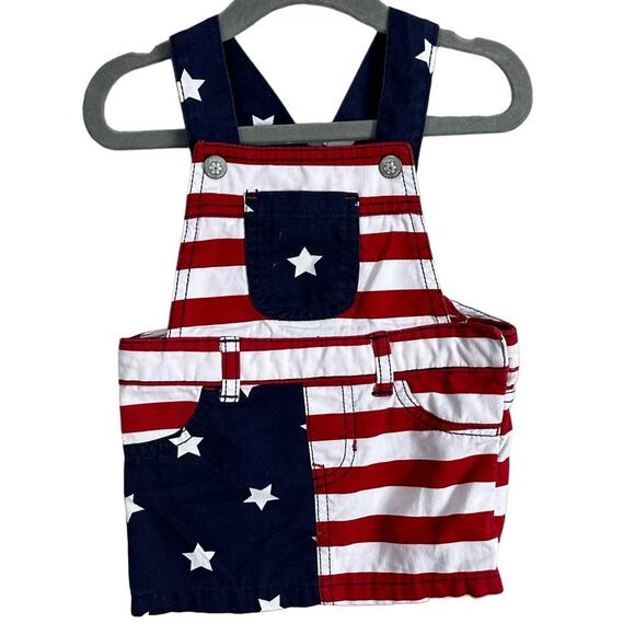 Children Place Baby Girl American Flag Overalls Dress Romper 6 9 Months 4th July - Picture 1 of 8